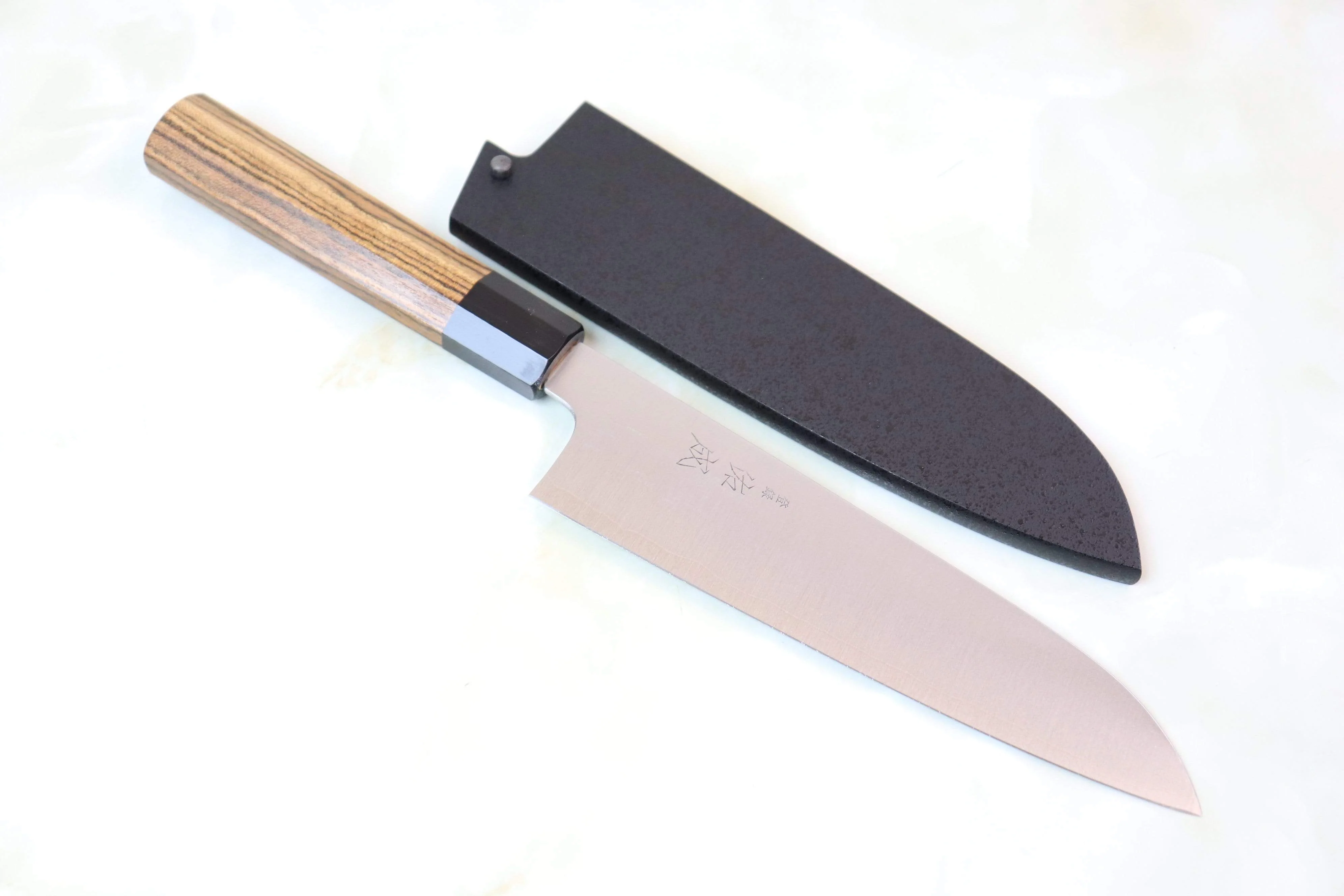 Sukenari R-2 Clad Wa Series SR2-SB Wa Santoku 190mm (7.4 inch, Octagon Shaped Bocote Wood Handle)