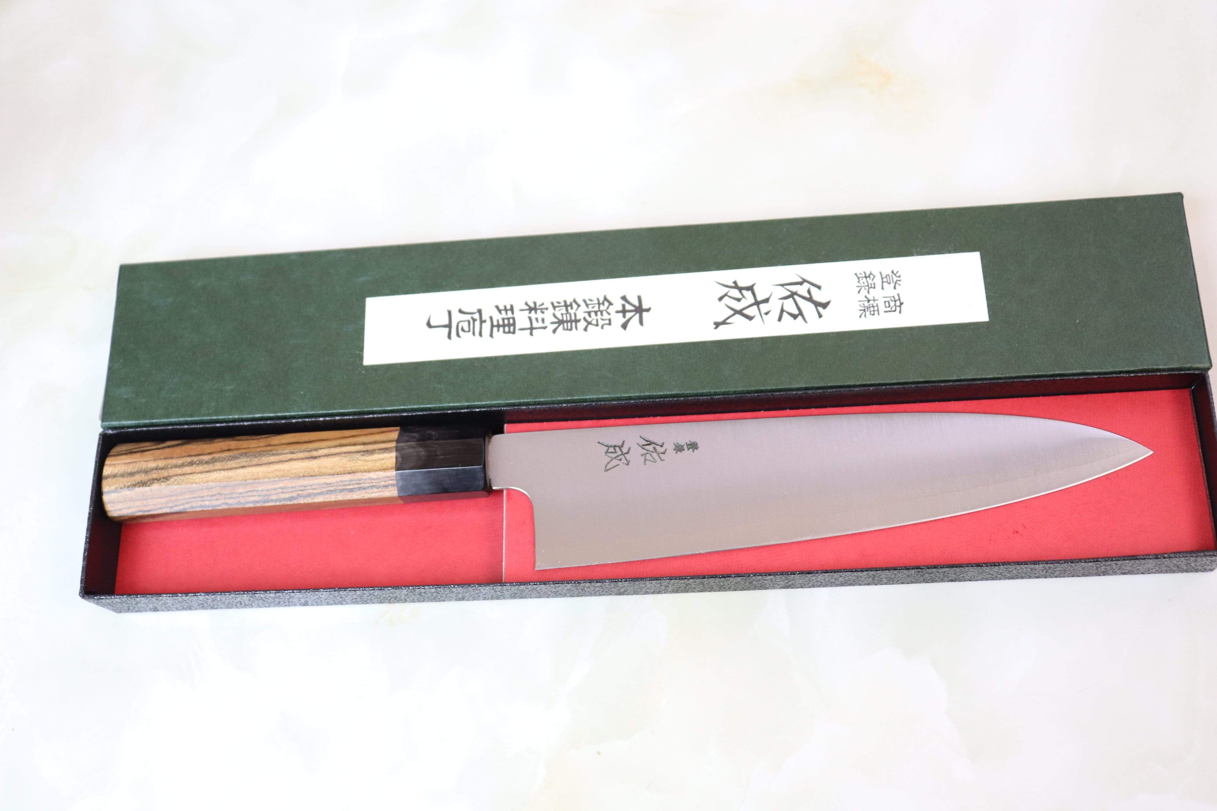 Sukenari R-2 Clad Wa Series Wa Gyuto (210 to 270mm, 3 sizes, Octagon Shaped Bocote Wood Handle) - Image 6