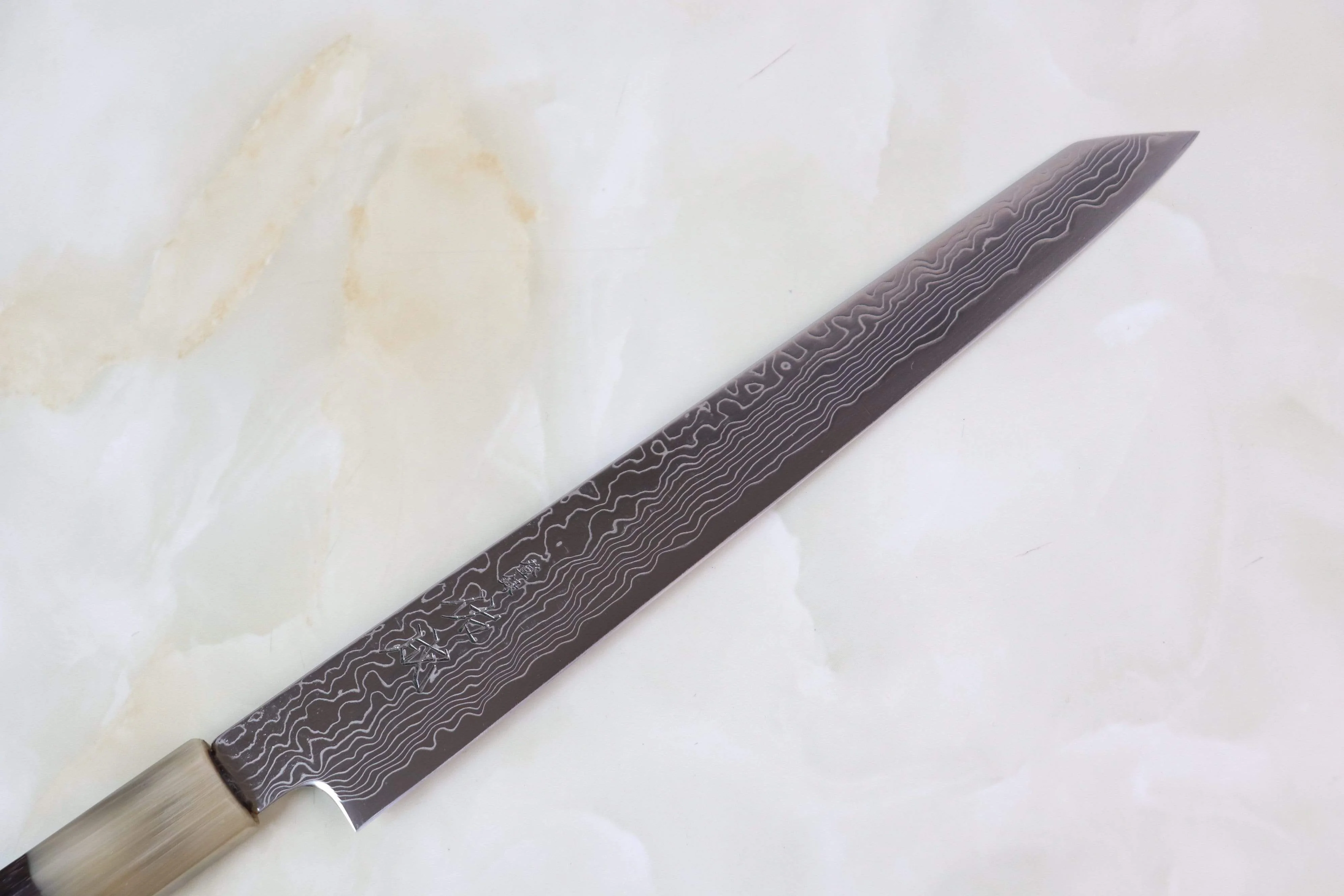Sukenari R-2 Damascus SRD-8RW Kiritsuke-Slicer 210mm (8.2 inch, Octagon Shaped Rose Wood Handle) - Image 2