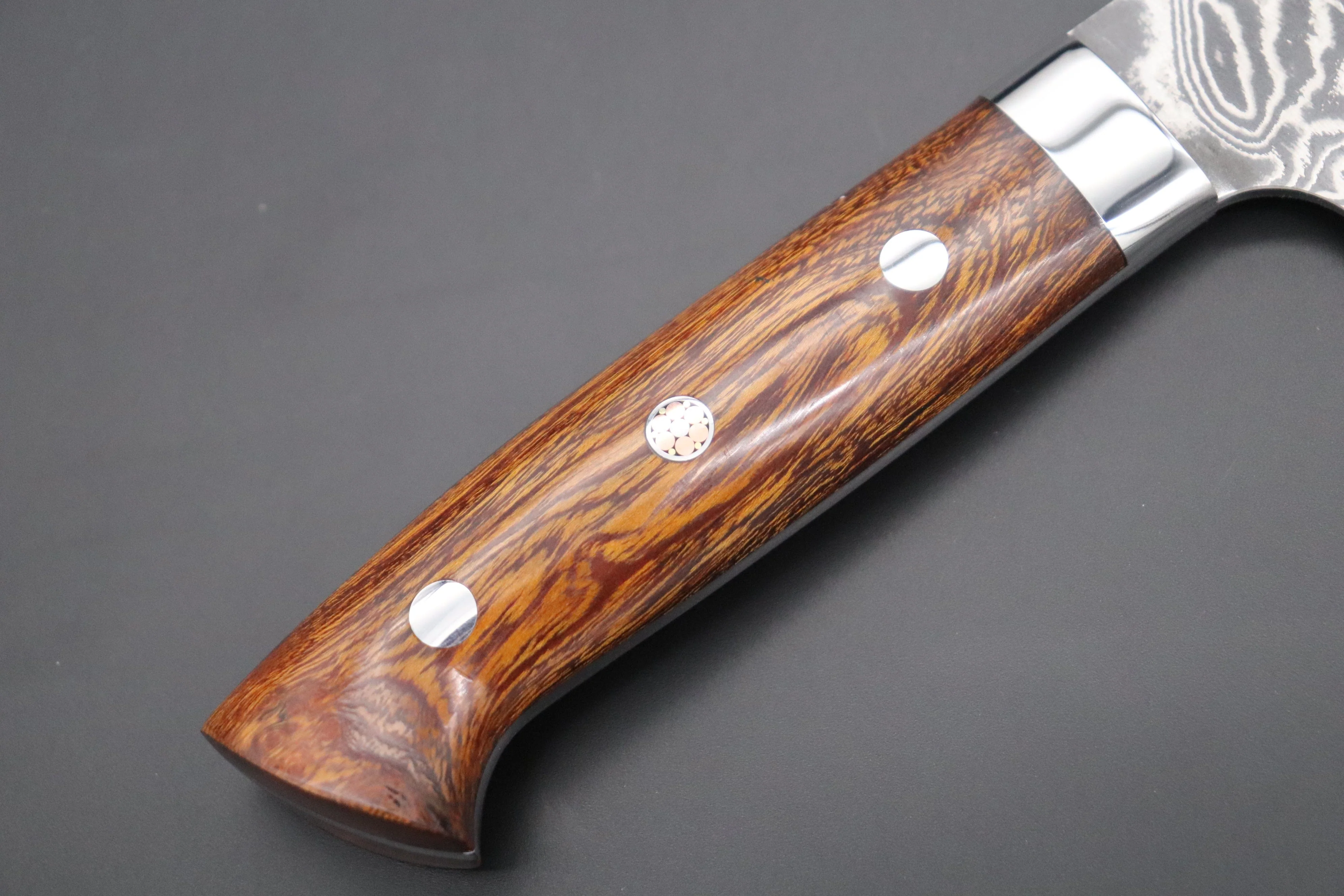 Takeshi Saji R-2 Custom Black Damascus Wild Series Bunka 180mm (7 inch, Ironwood Handle) SRD-2BBI - Image 3