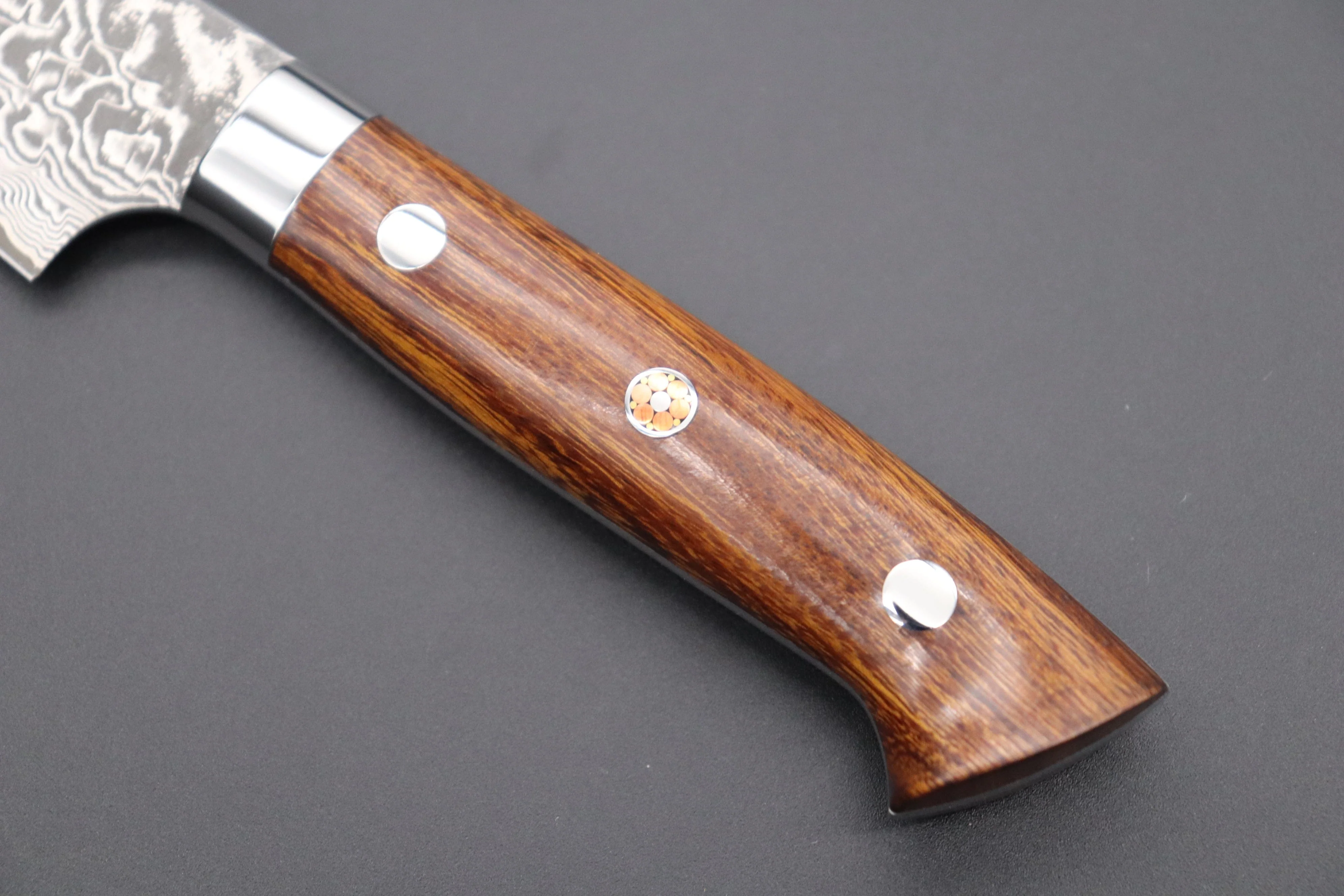 Takeshi Saji R-2 Custom Black Damascus Wild Series Petty (135mm and 150mm, Ironwood Handle) - Image 7