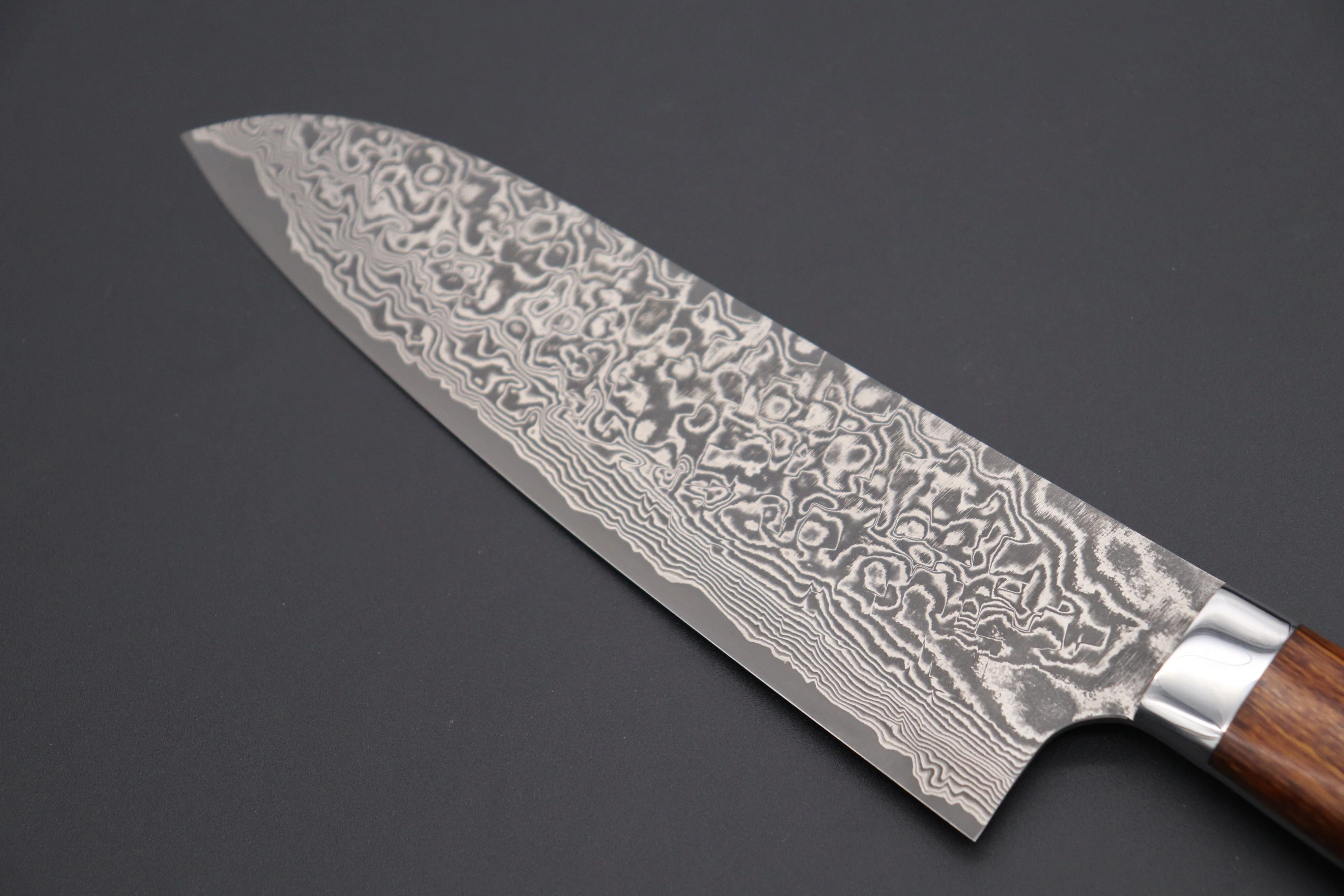 Takeshi Saji R-2 Custom Black Damascus Wild Series Santoku 180mm (7 inch, Ironwood Handle) - Image 6