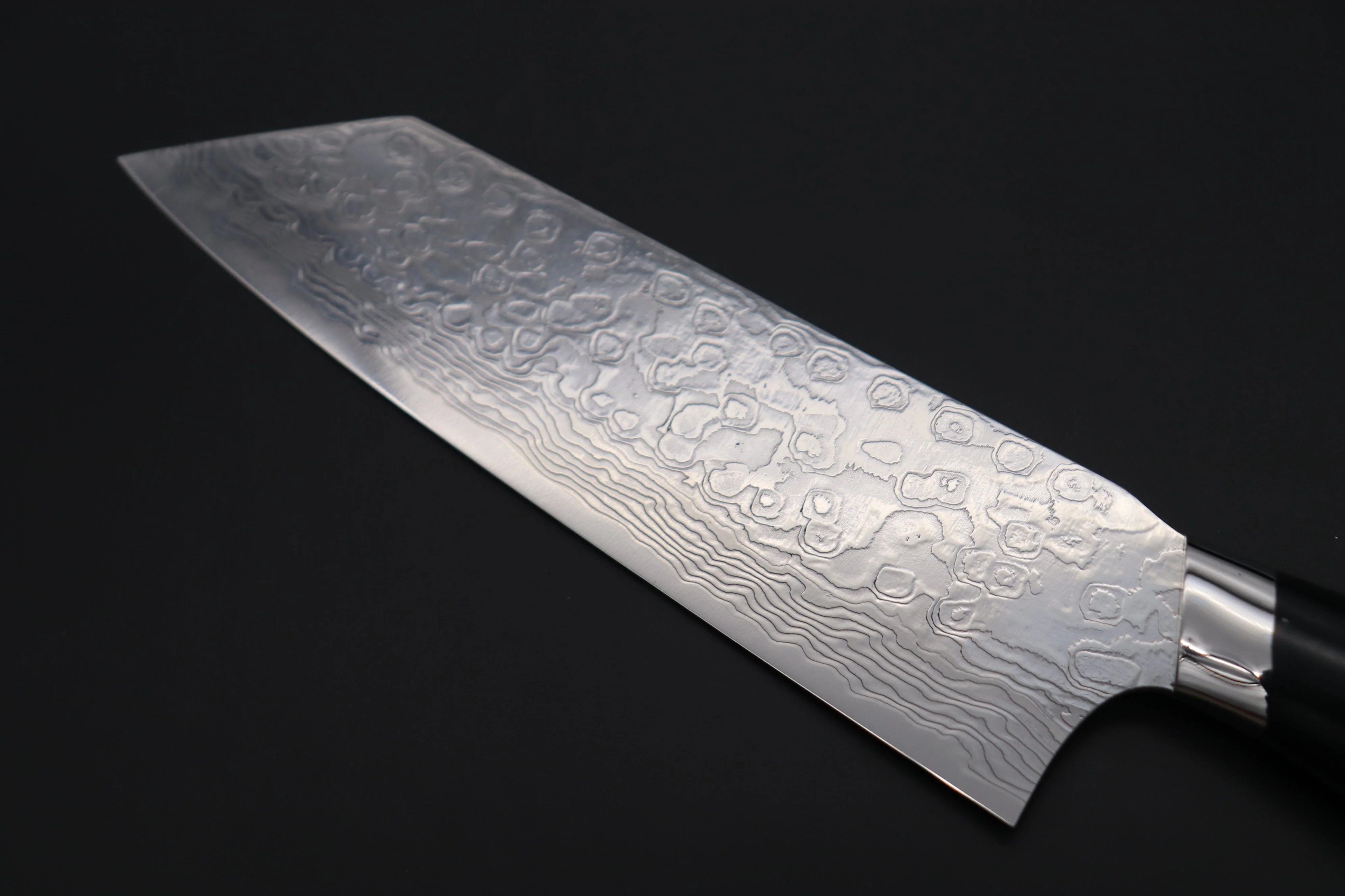 Takeshi Saji R-2 Diamond Damascus Bunka 180mm — Upswept Design (7 Inch, Black Linen Micarta Handle, SNRD-4B) - Image 6