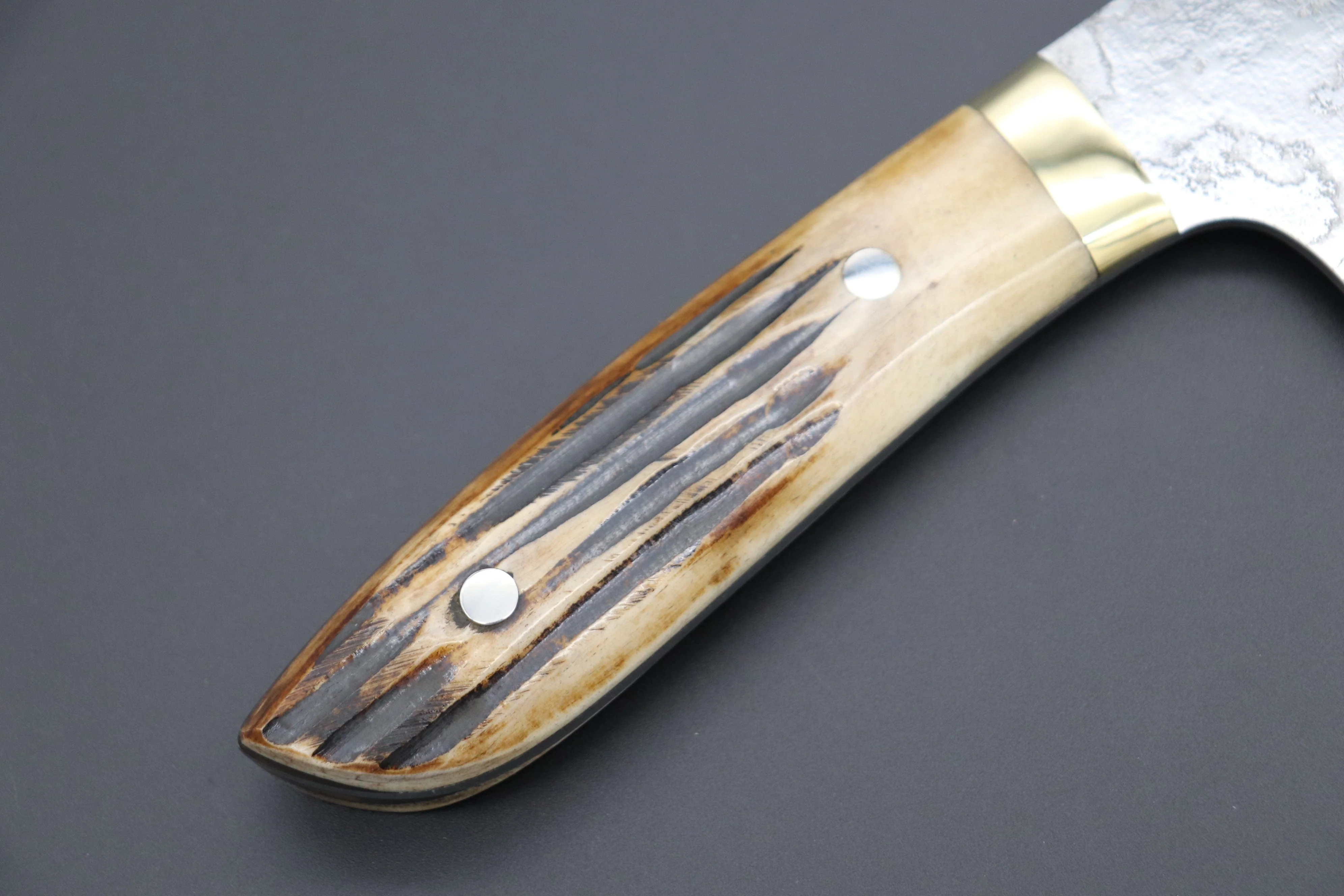 Takeshi Saji R-2 Custom Diamond Damascus Wild Series Special Order Made "Extra Large Kiritsuke 270mm" (Brown Stag Bone Handle, SSS-2) - Image 3