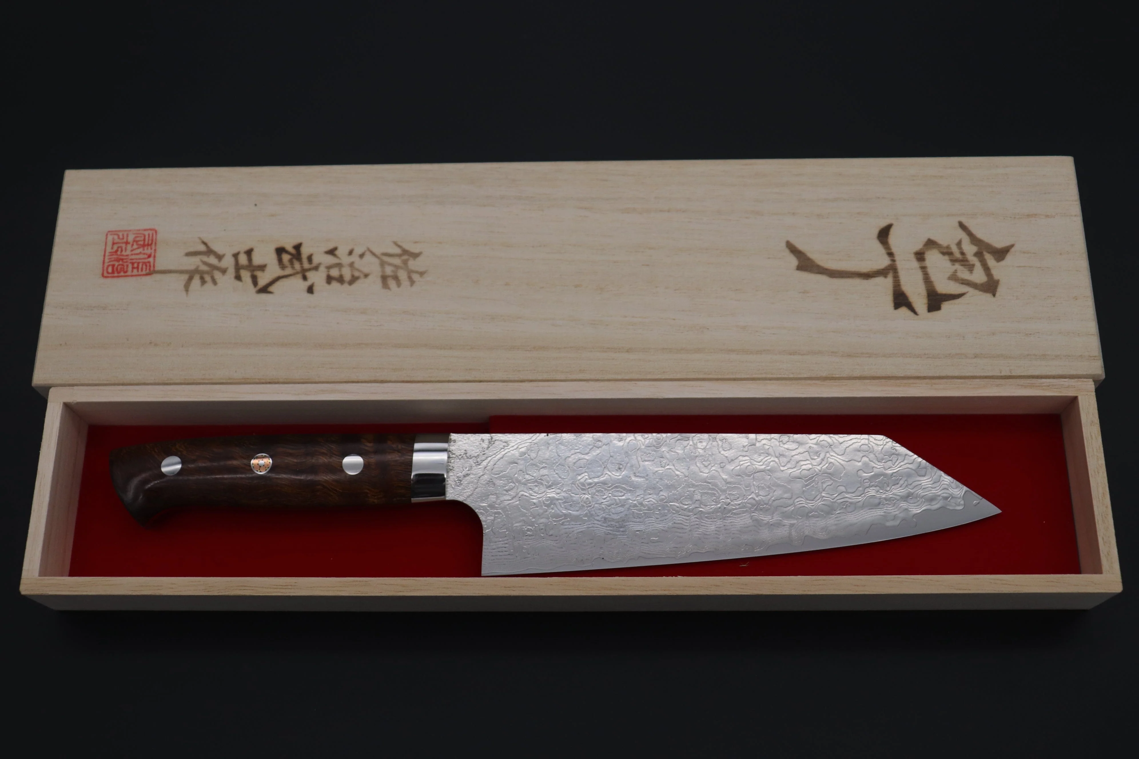 Takeshi Saji R-2 Custom Diamond Damascus Wild Series SRDD-BI Bunka180mm (Desert Ironwood Handle) - Image 8
