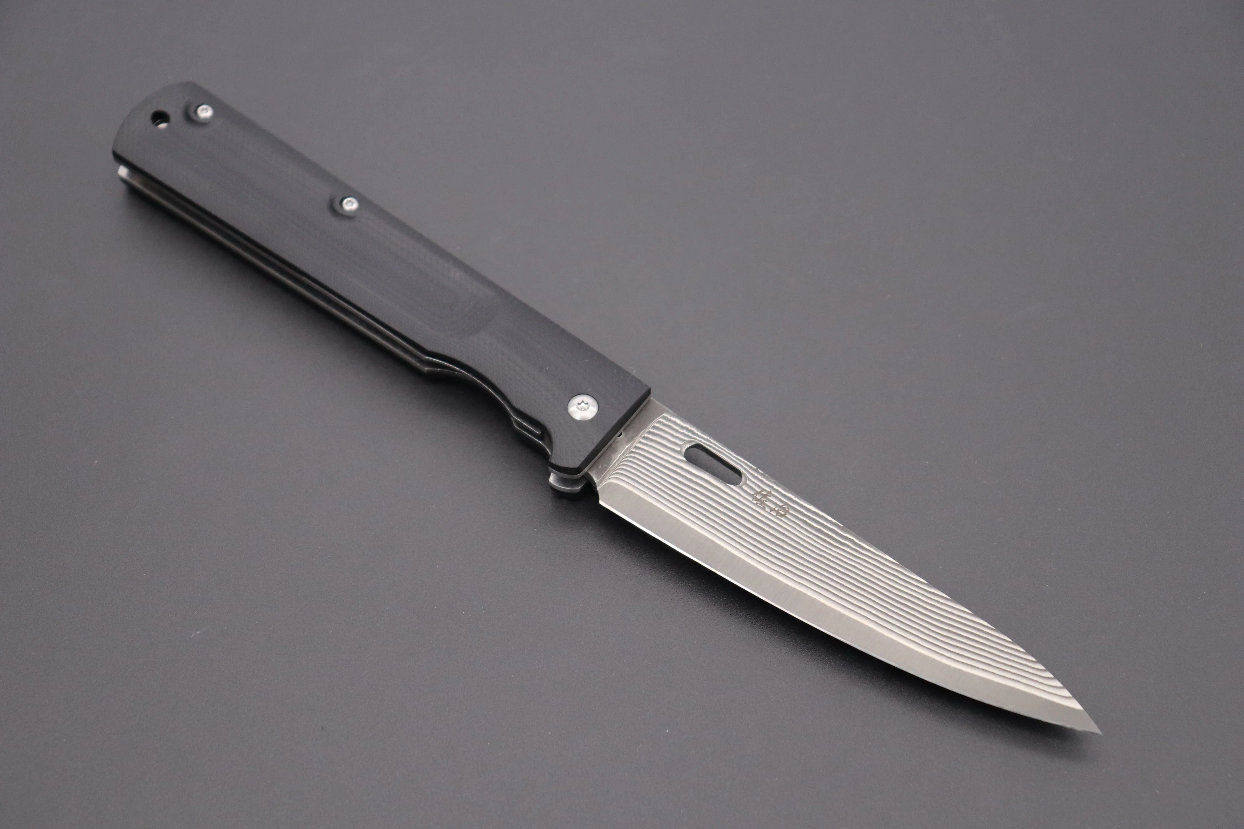 Takeshi Saji R-2 Damascus Folding Petty Knife (Black G-10 Handle, TS-100)