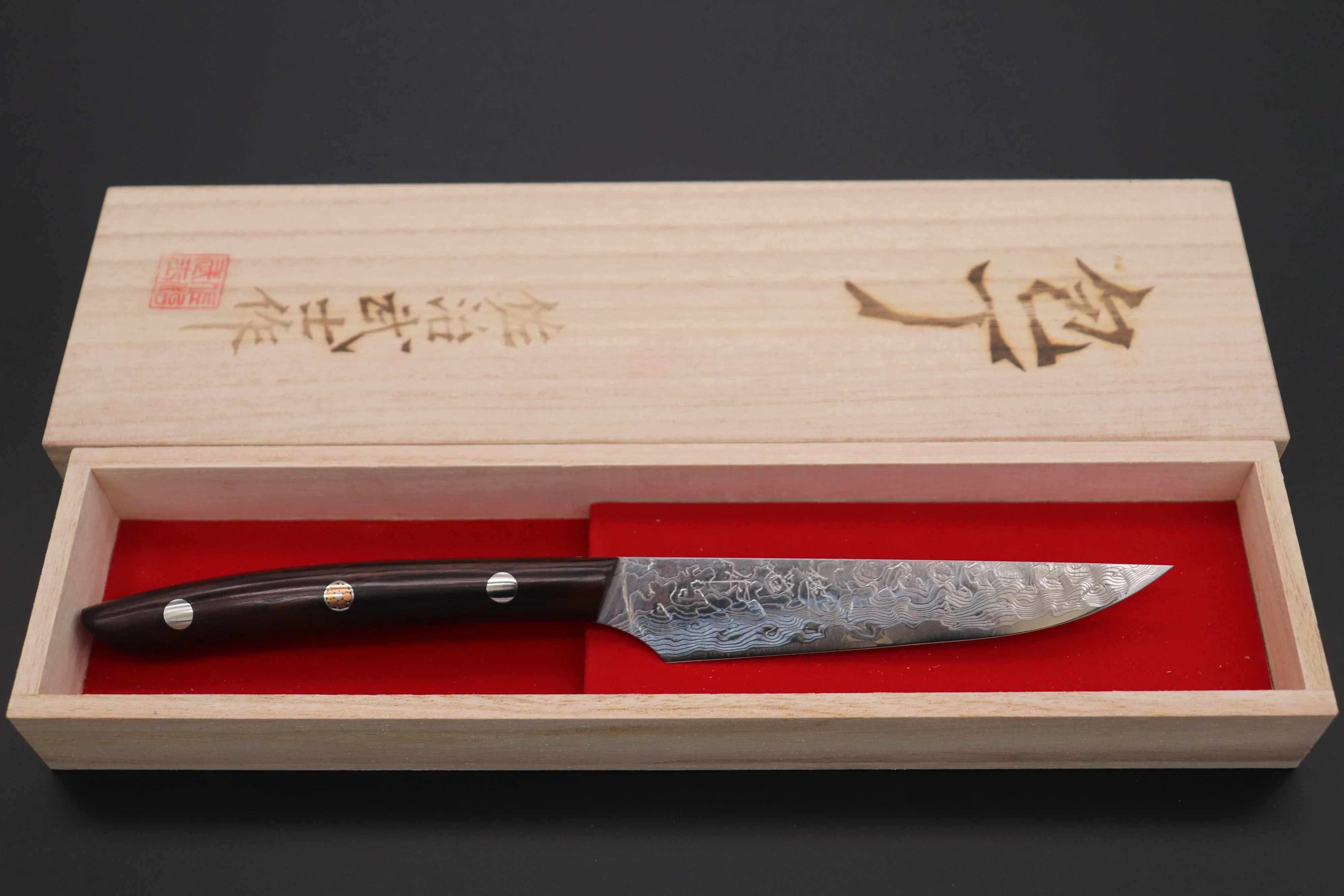 Takeshi Saji R-2 Diamond Damascus Steak Knife (Desert Ironwood Handle, TS-1) - Image 6