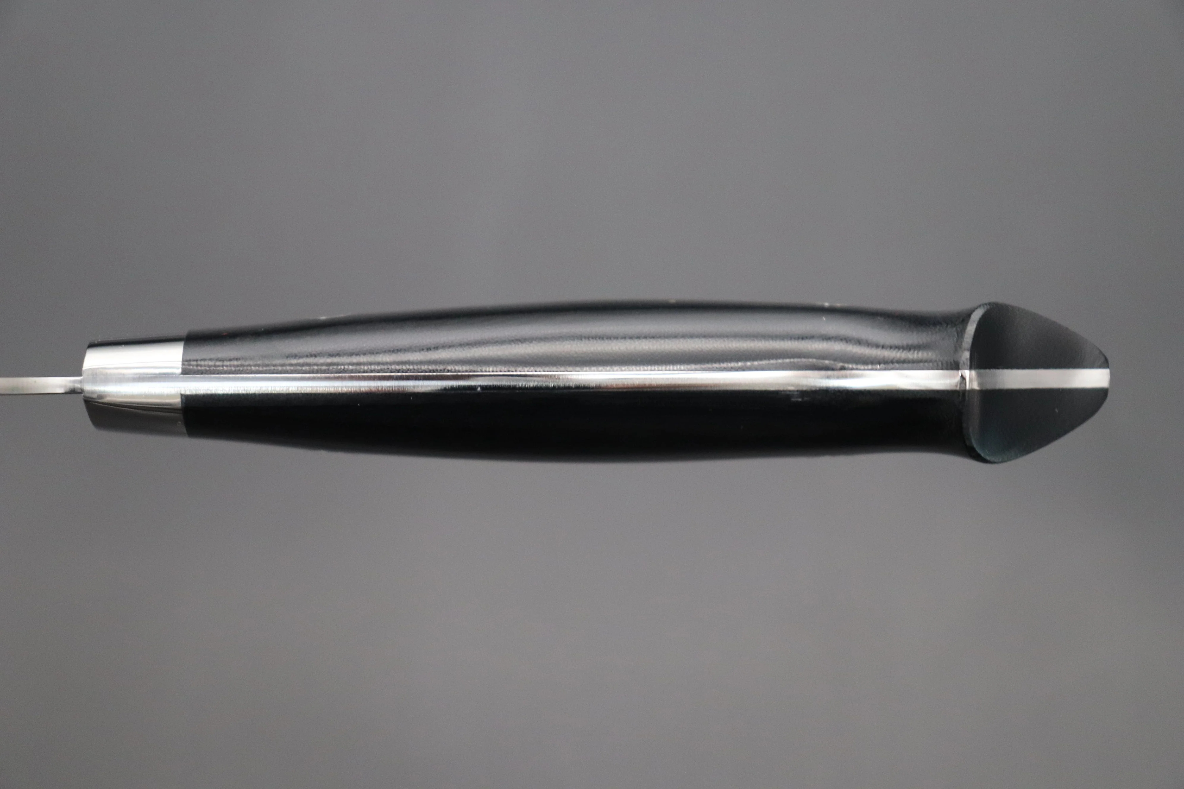 Takeshi Saji SRS-13 Hammer Forged, Custom Handmade Handle Series "Designed By Nomura" Santoku 180mm (7 inch, Black Linen Micarta Handle) - Image 7