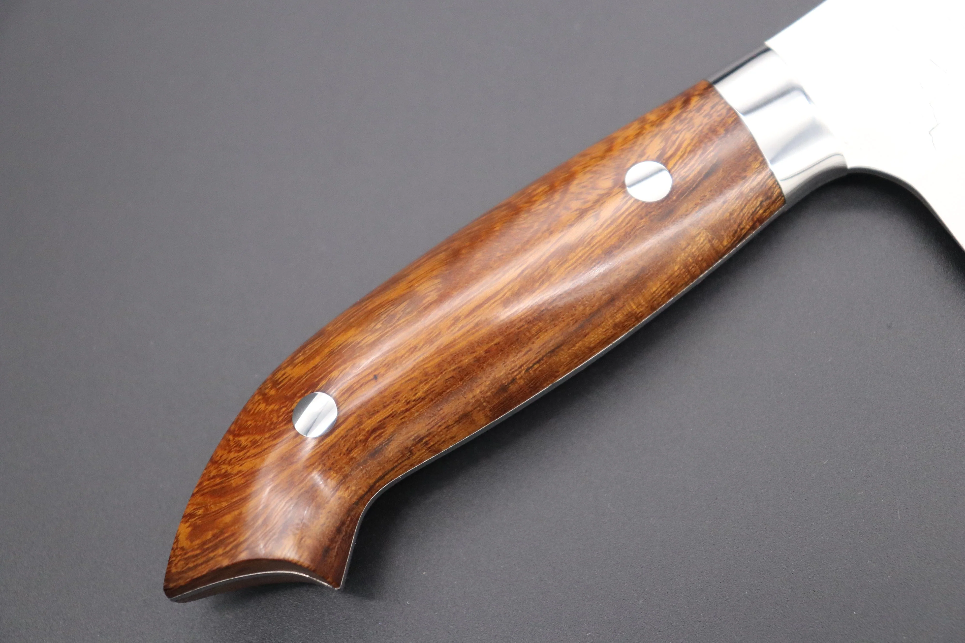 Takeshi Saji SRS-13 Hammer Forged, Custom Handmade Handle Series "Designed By Nomura" Santoku 180mm (7 inch, Ironwood Handle) - Image 3