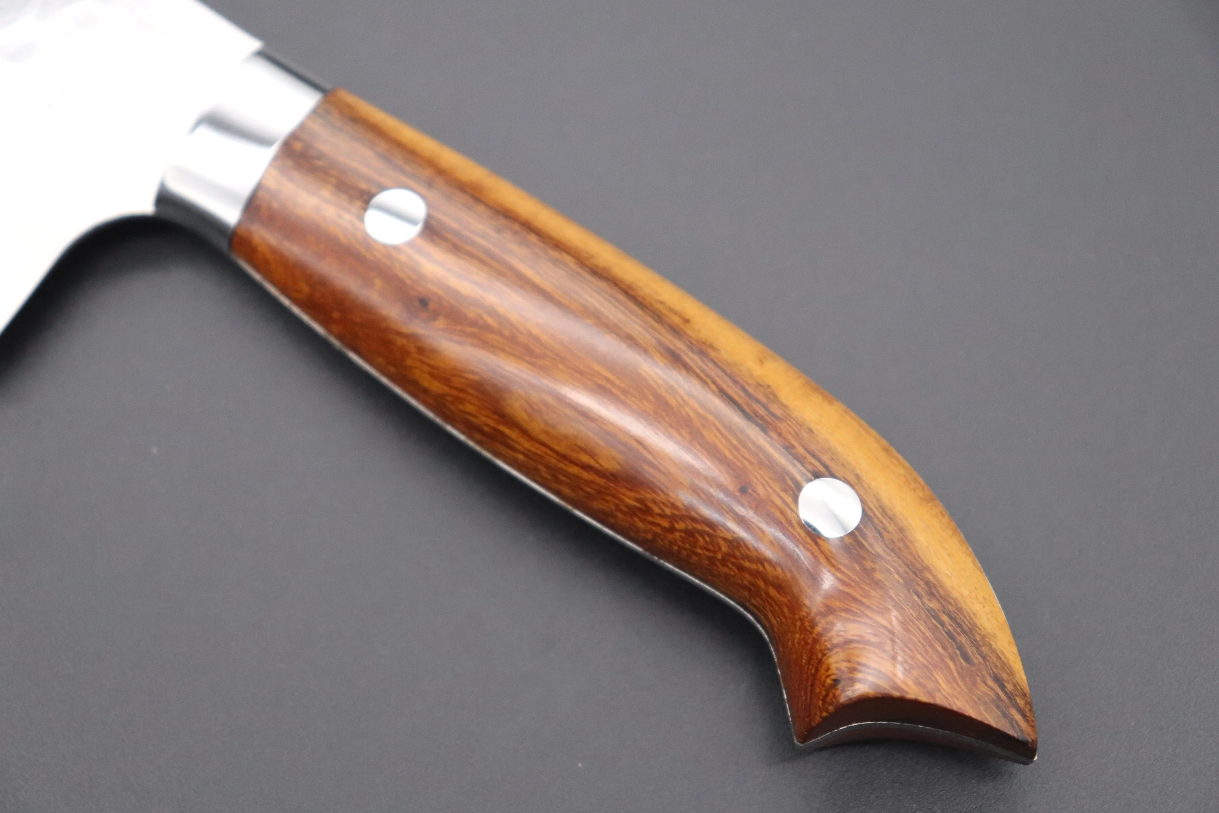 Takeshi Saji SRS-13 Hammer Forged, Custom Handmade Handle Series "Designed By Nomura" Santoku 180mm (7 inch, Ironwood Handle) - Image 9