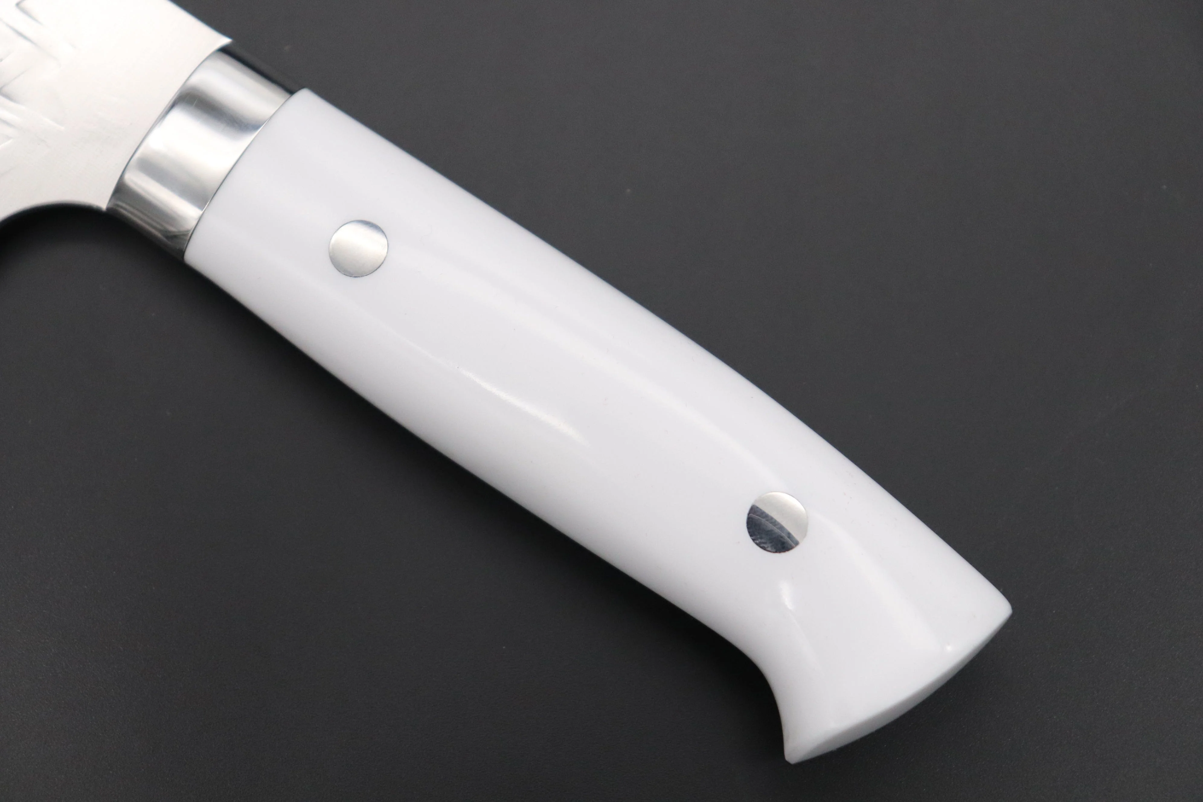 Takeshi Saji SRS-13 Hammer Forged, Custom Handmade Handle Series Nakiri 165mm (6.4 inch, White Corian Handle) - Image 10