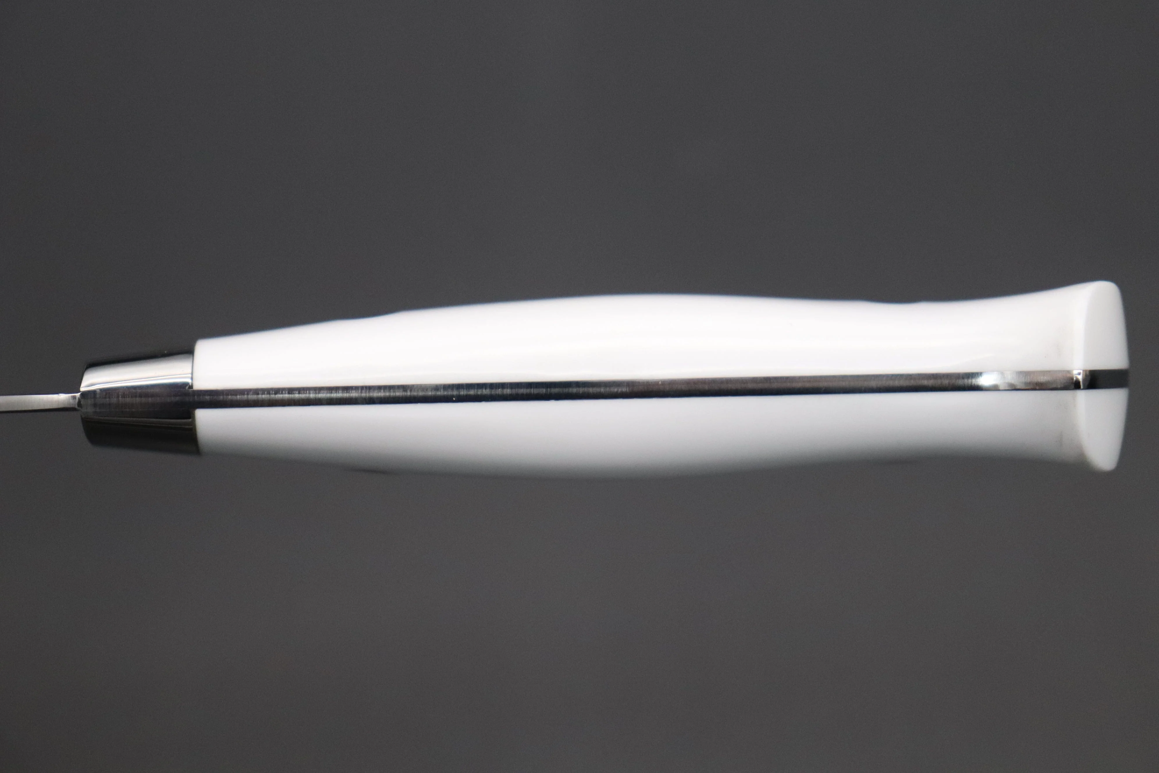 Takeshi Saji SRS-13 Hammer Forged, Custom Handmade Handle Series Nakiri 165mm (6.4 inch, White Corian Handle) - Image 8