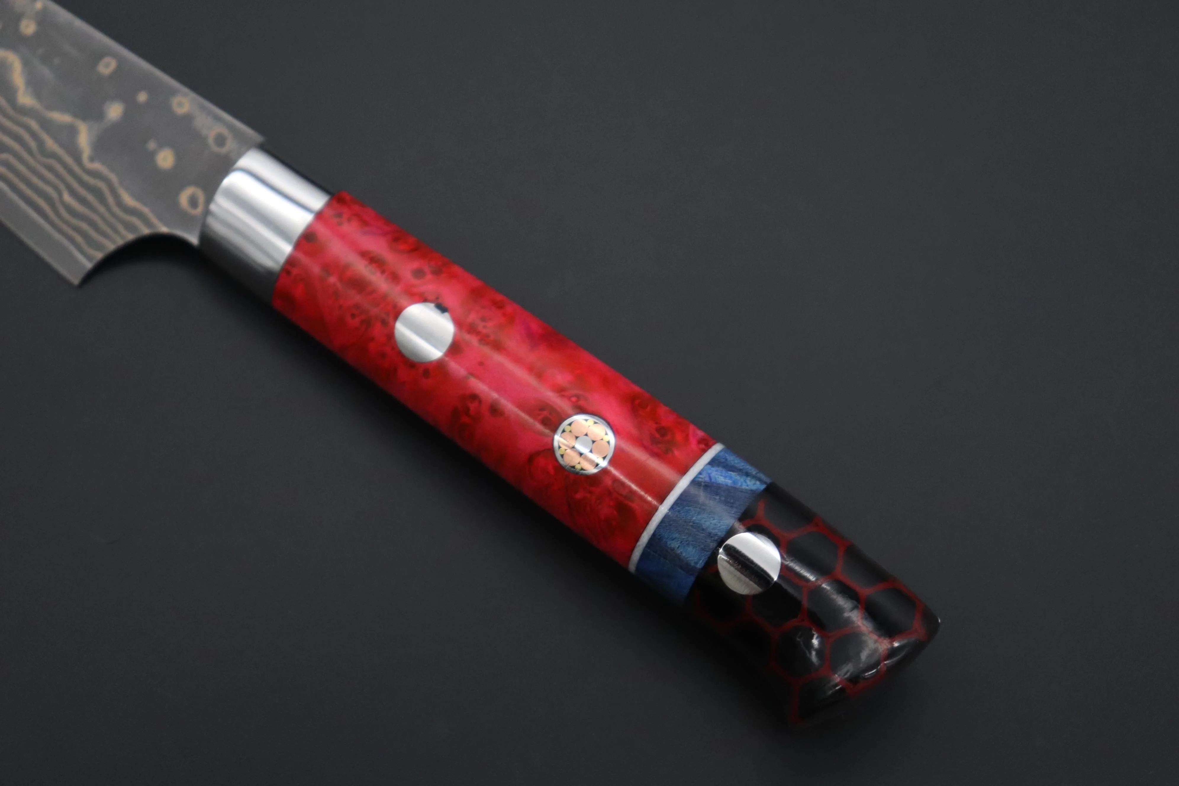 Takeshi Saji SUMMIT ― Limited Edition Custom Series  SMT-1142 VG-10W Multi-Colored Golden-Rainbow Damascus Paring 95mm (3.7 Inch) - Image 7