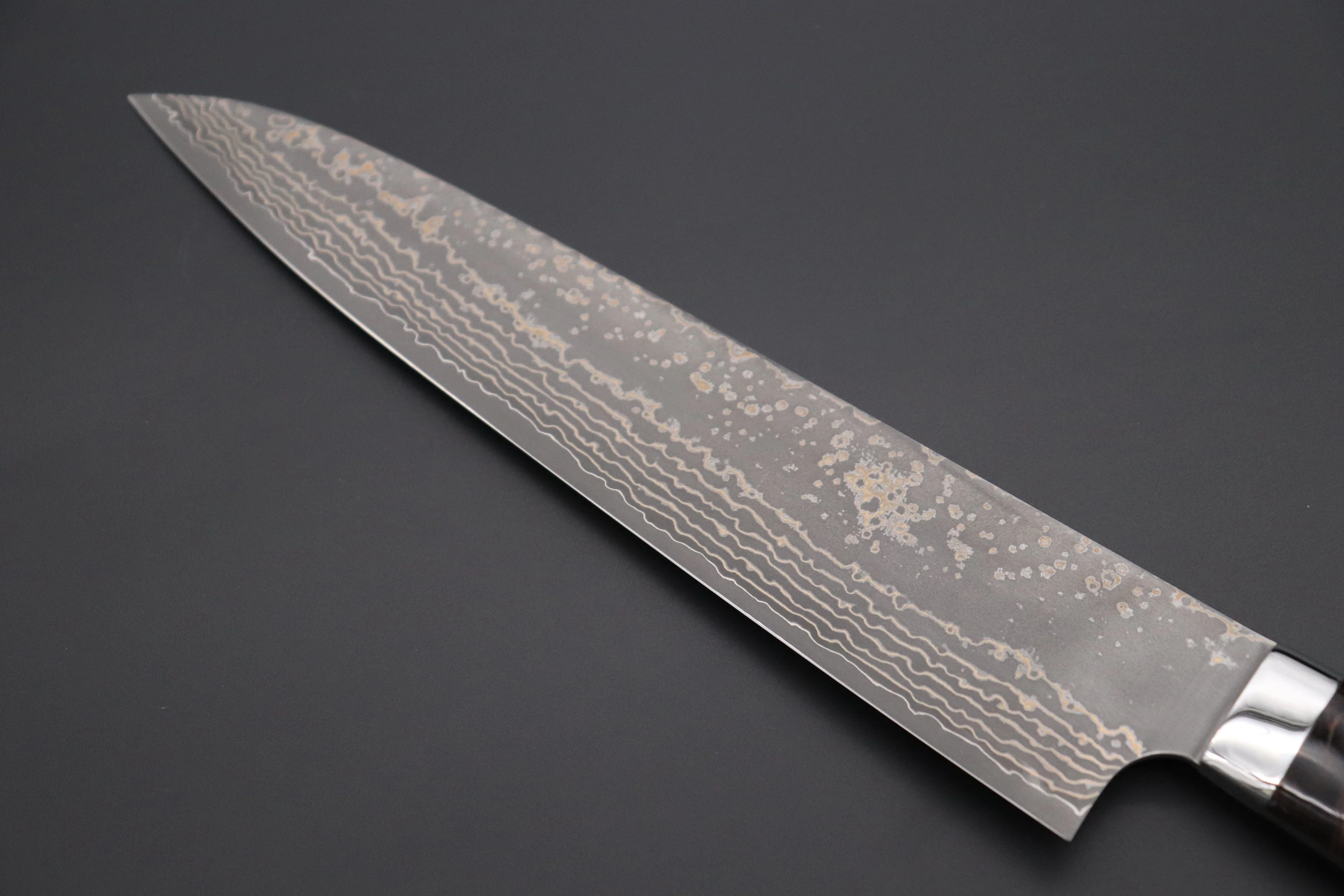 Takeshi Saji SUMMIT ― Limited Edition Custom Series  SMT-967 VG-10W Multi-Colored Golden-Rainbow Damascus Gyuto 240mm (9.4 Inch) - Image 6