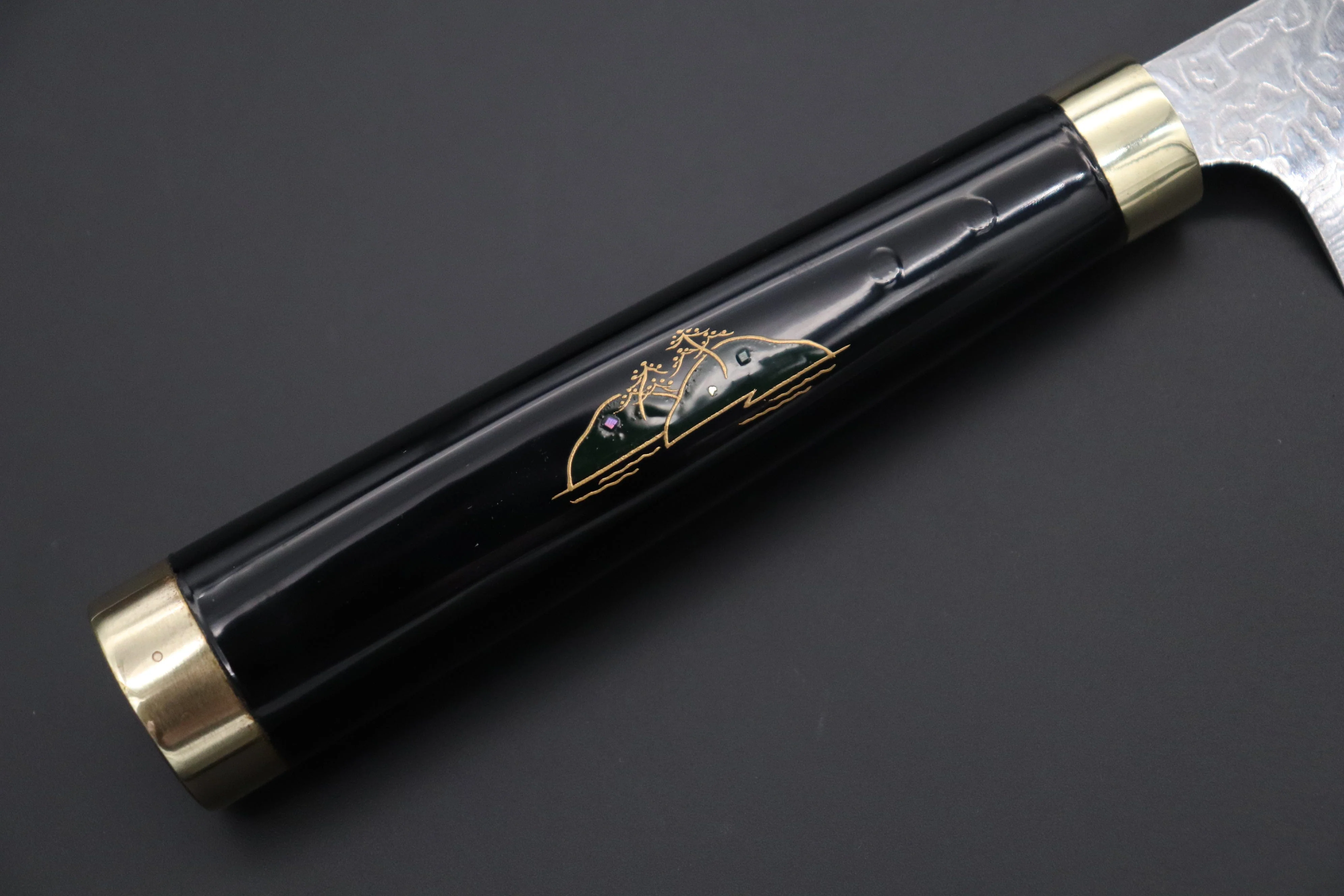 Takeshi Saji Urushi & Makie Series "Mt. Fuji Motif" R-2 Custom Diamon Damascus  STU-43 Petty 135mm (5.3') - Image 3
