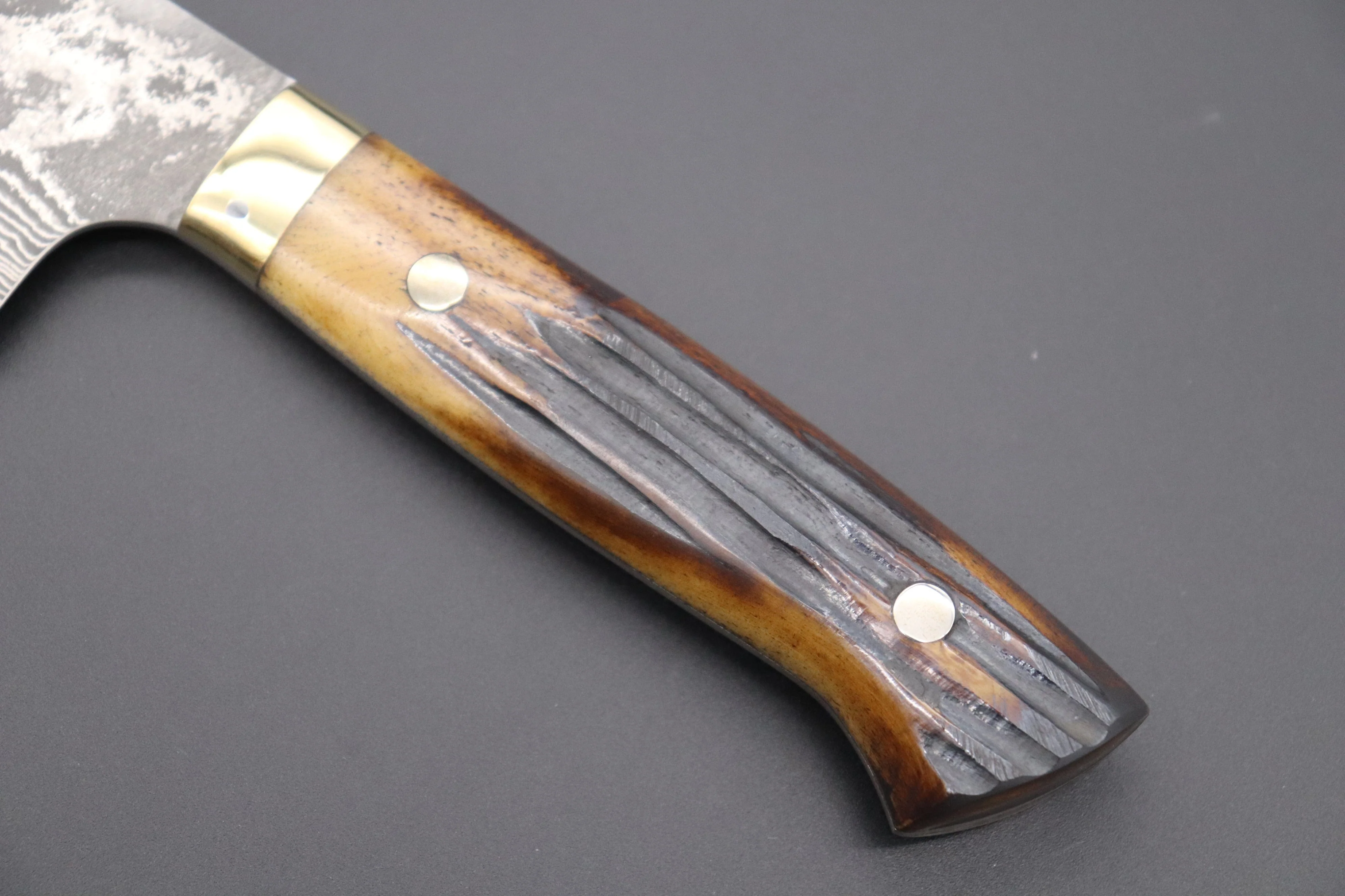 Takeshi Saji VG-10 Custom Damascus Wild Series Gyuto (180mm to 270mm, 4 sizes, Stag Bone Handle) - Image 7