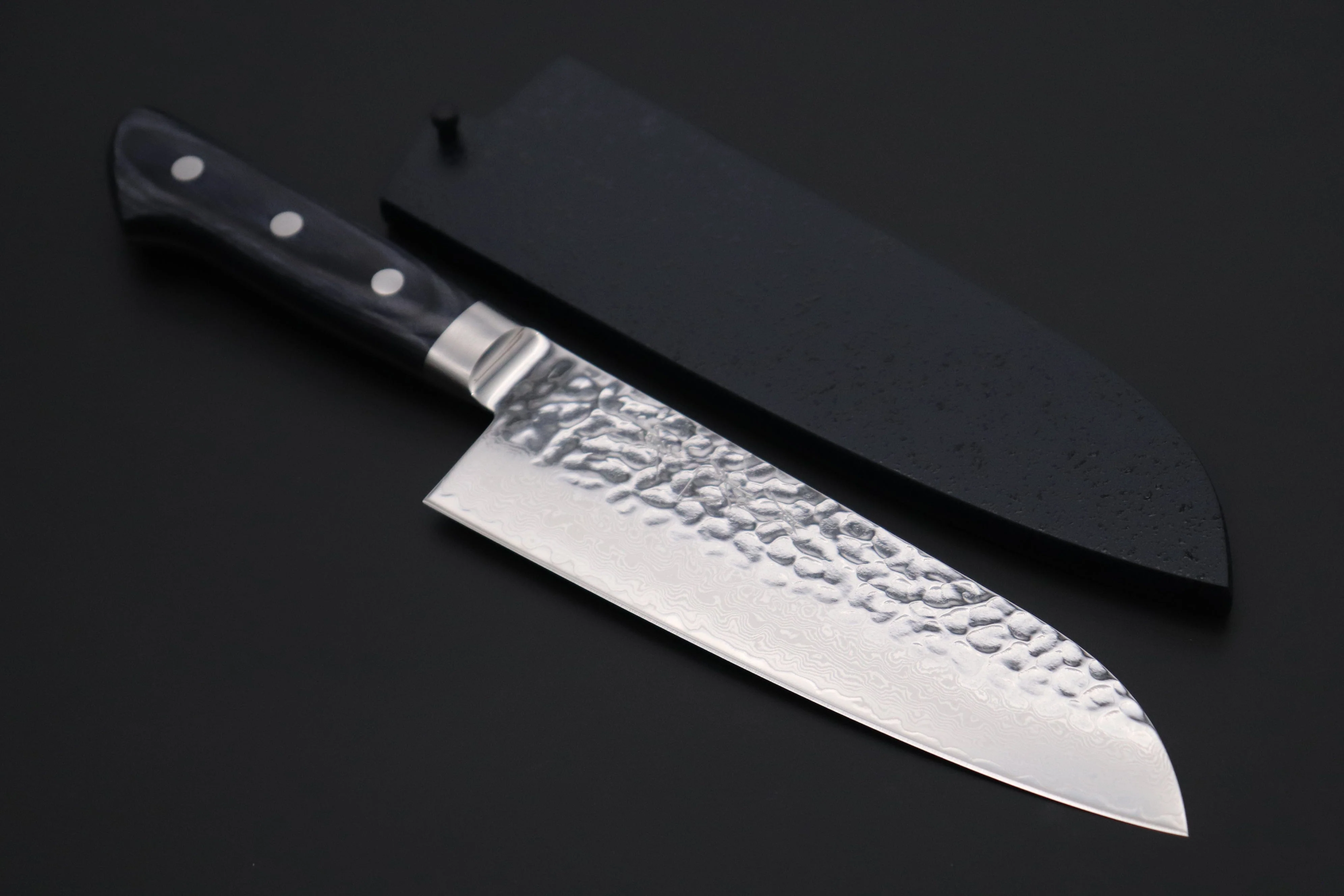 JCK Natures ”Gekko Blue” Santoku 170mm (6.6 inch, Royal Blue-Purple Pakka Wood Handle) - Image 9