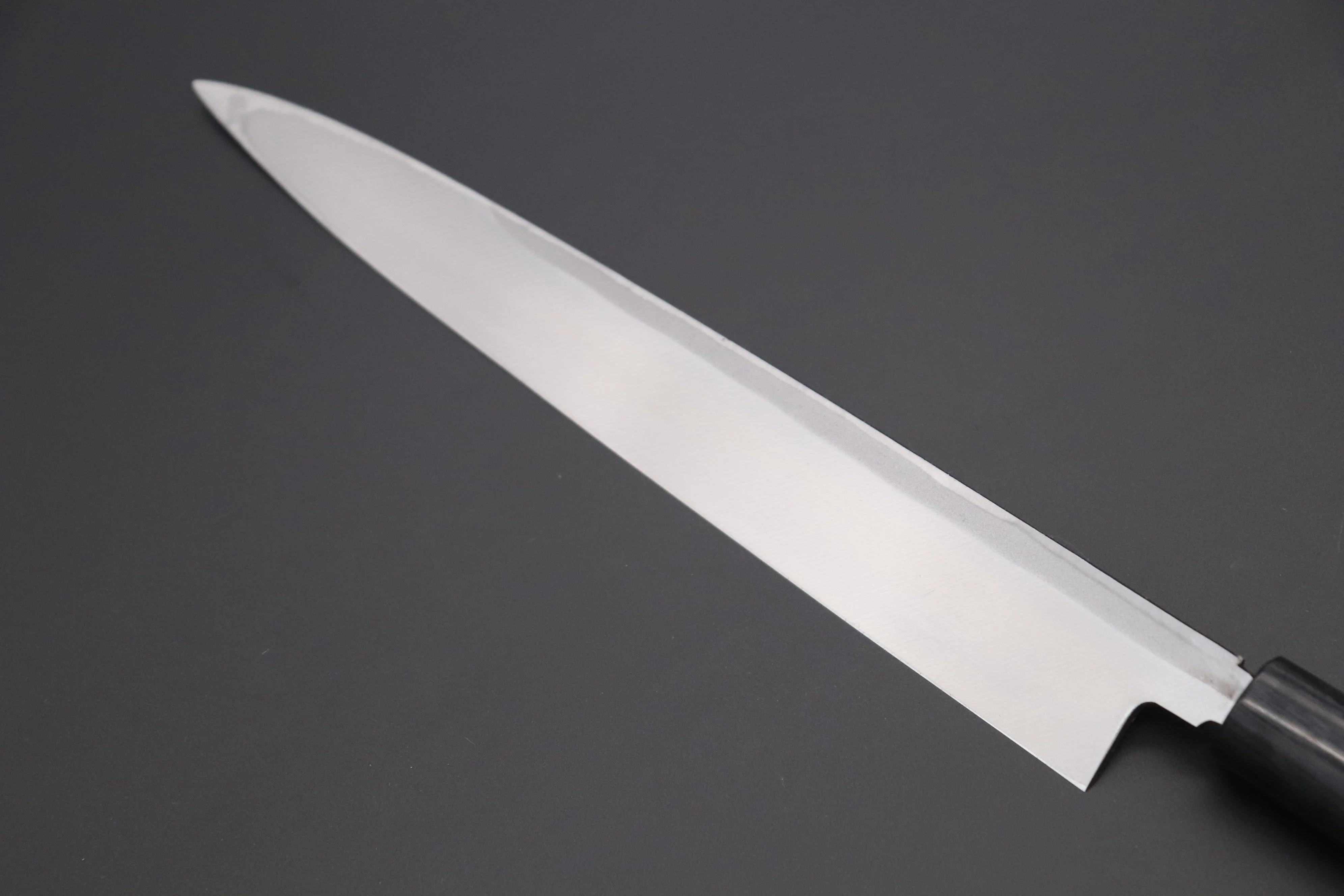 Fu-Rin-Ka-Zan Kurouchi White Steel No.2 Series Yanagiba (D Shaped Red-Sandal Wood Handle with Black Pakka Wood Ferrules, 240mm to 300mm, 3 sizes) - Image 6